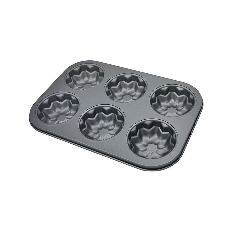 Molde para muffins de flores rectangulares antiadherentes de 6 TAZA