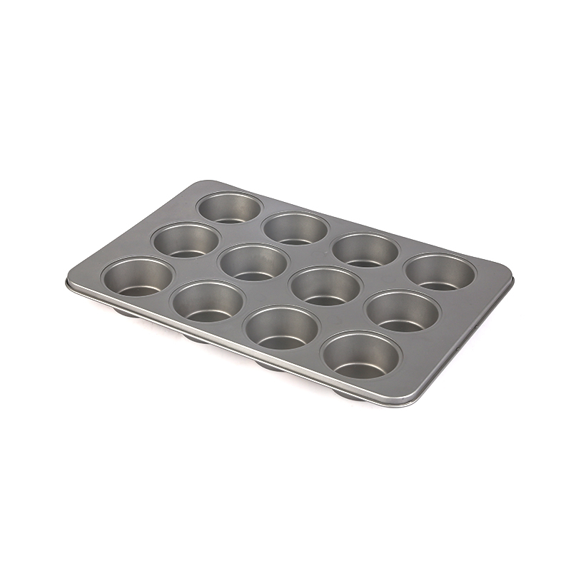 Molde para muffins antiadherente de acero al carbono negro de 12 tazas